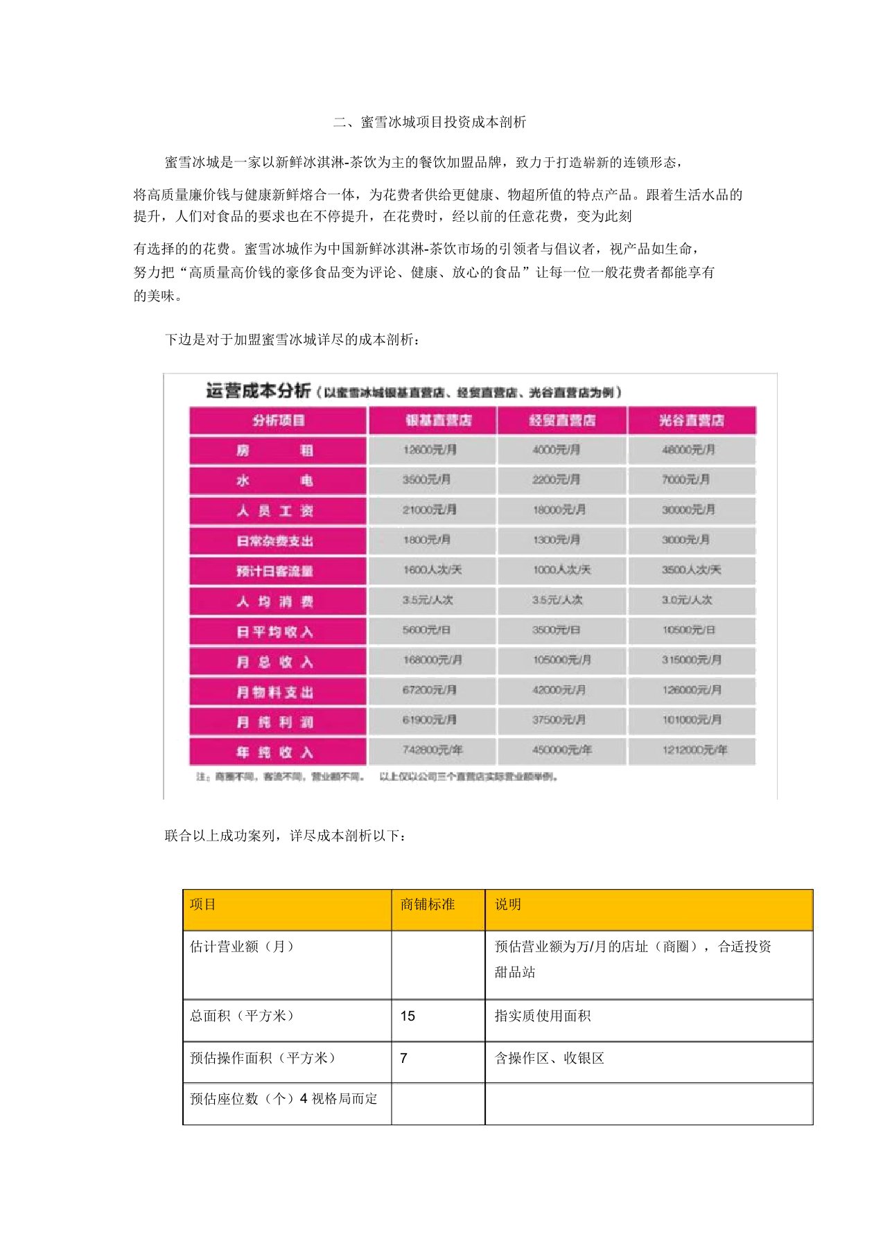 蜜雪冰城项目投资解析总结计划