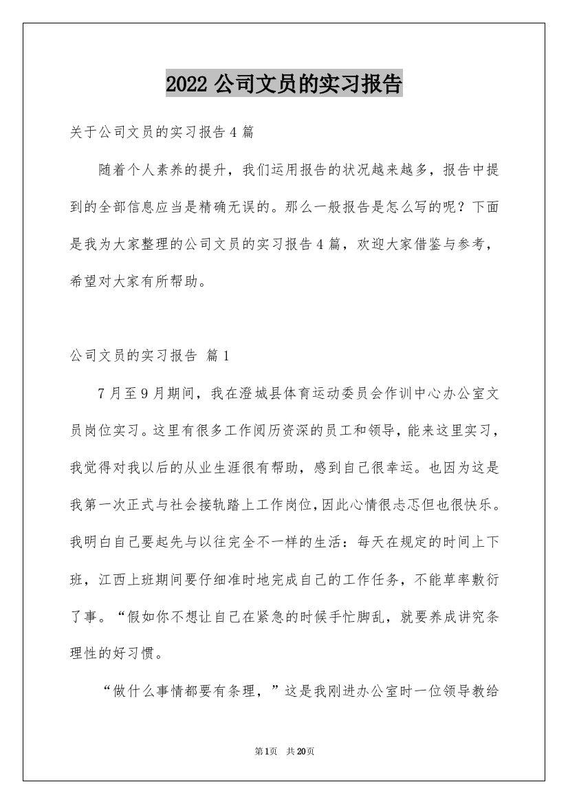 2022公司文员的实习报告_7