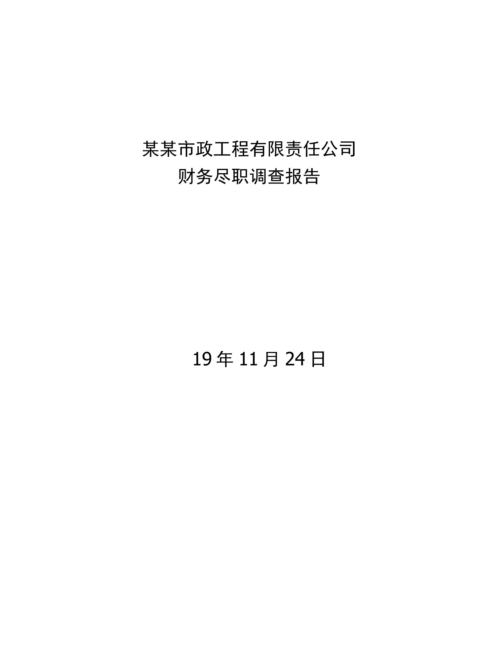 某某市政工程有限责任公司财务尽职调查报告