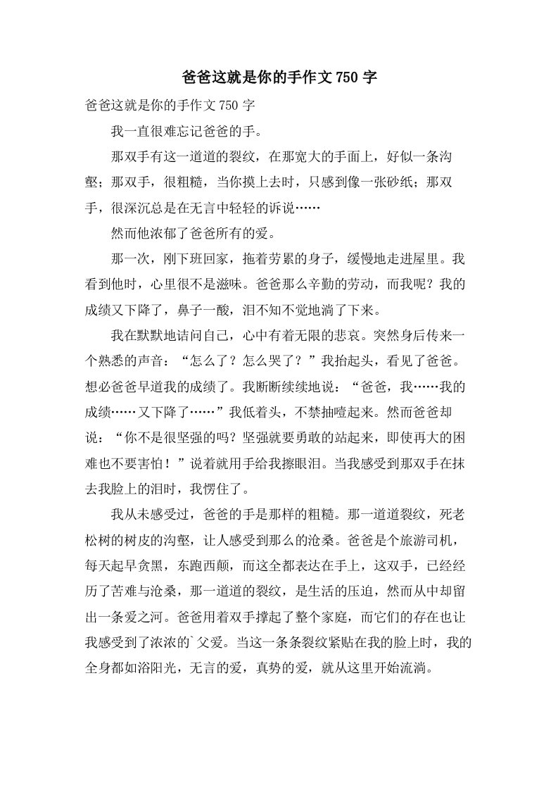 爸爸这就是你的手作文750字