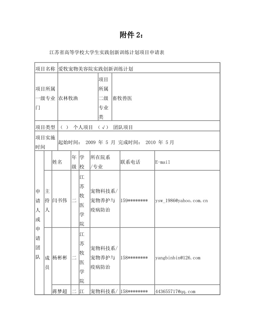 爱牧宠物美容院实践创新训练计划