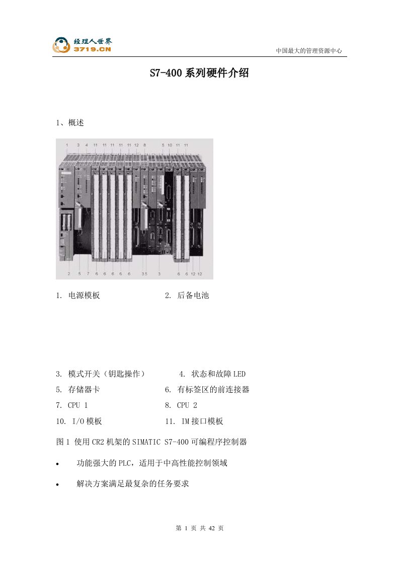 S7-400系列硬件介绍(doc43)-经营管理