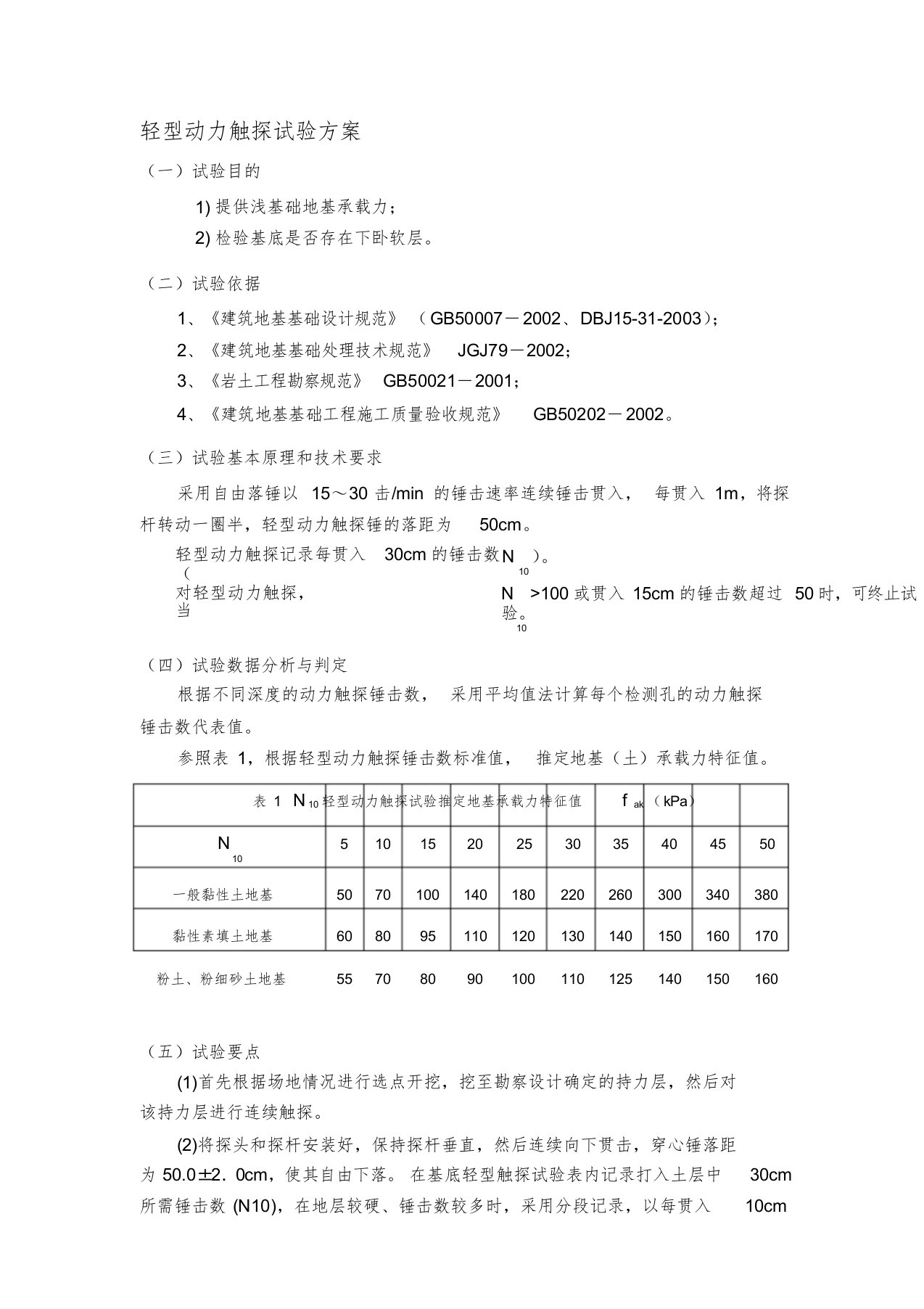 轻型动力触探试验方案文件