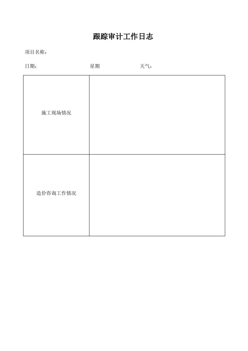 跟踪审计工作日志模板