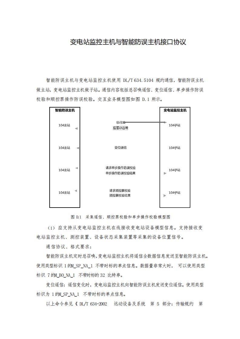 变电站监控主机与智能防误主机接口协议