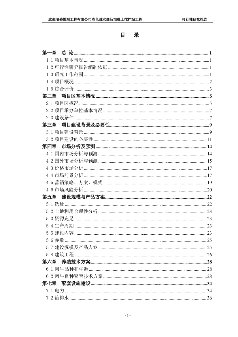 彩色透水商品混凝土搅拌站工程项目可行性谋划书