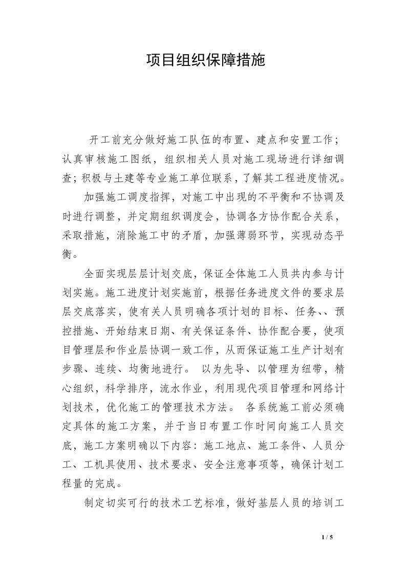 项目组织保障措施