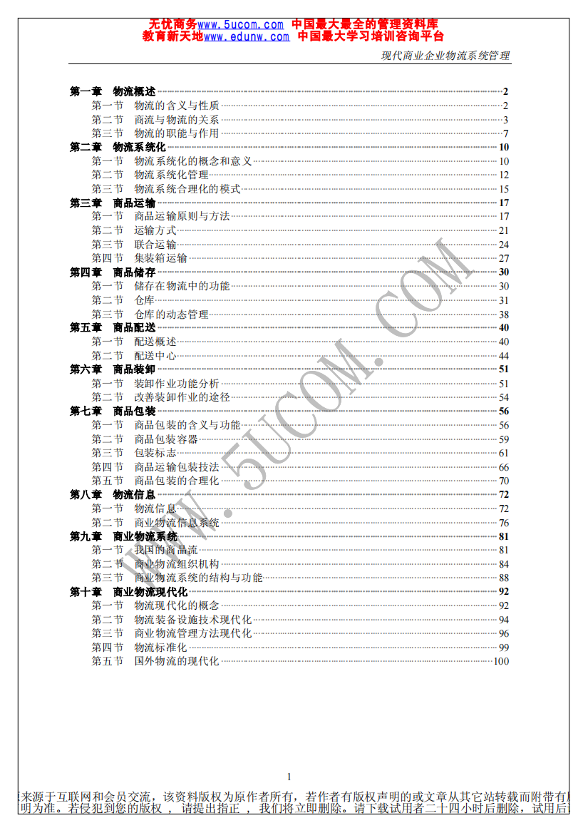 现代商业企业物流管理（推荐PDF101）