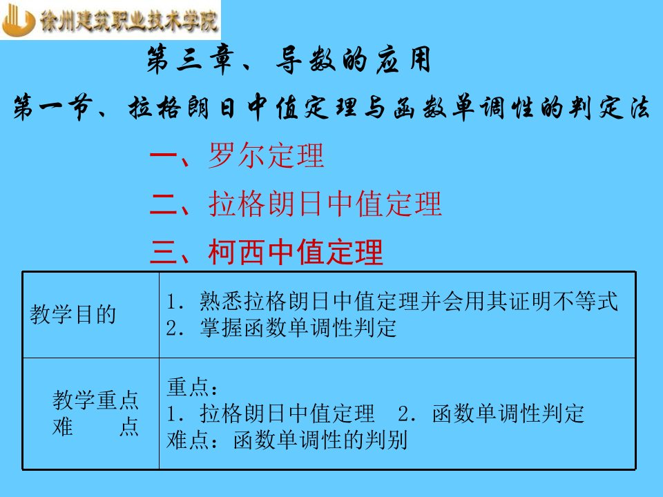 高数课件3-1拉格朗日中值定理与函数单调性判别法