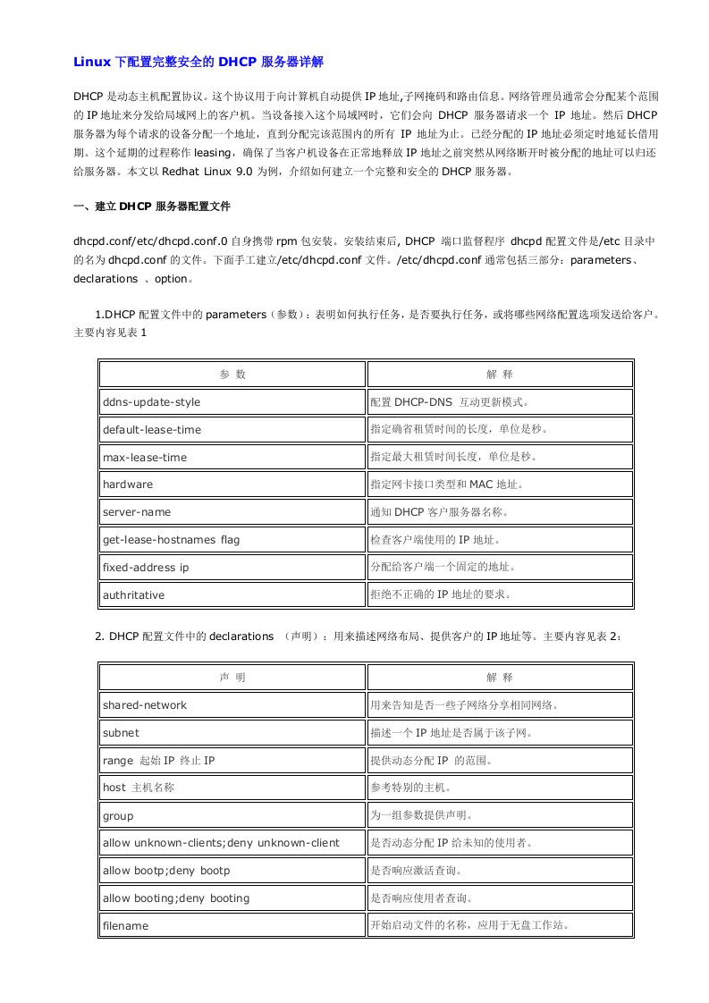 促销管理-Linux下配置完整安全的DHCP服务器详解