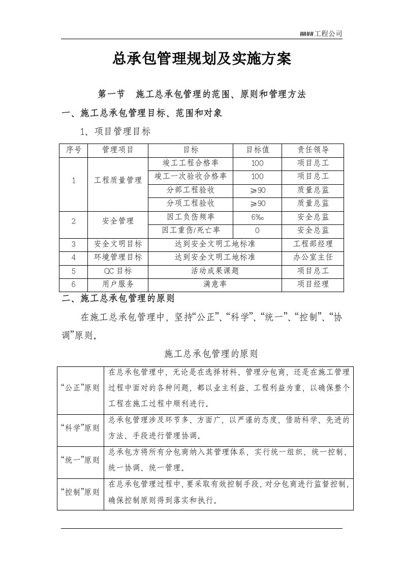 总承包管理规划及实施方案