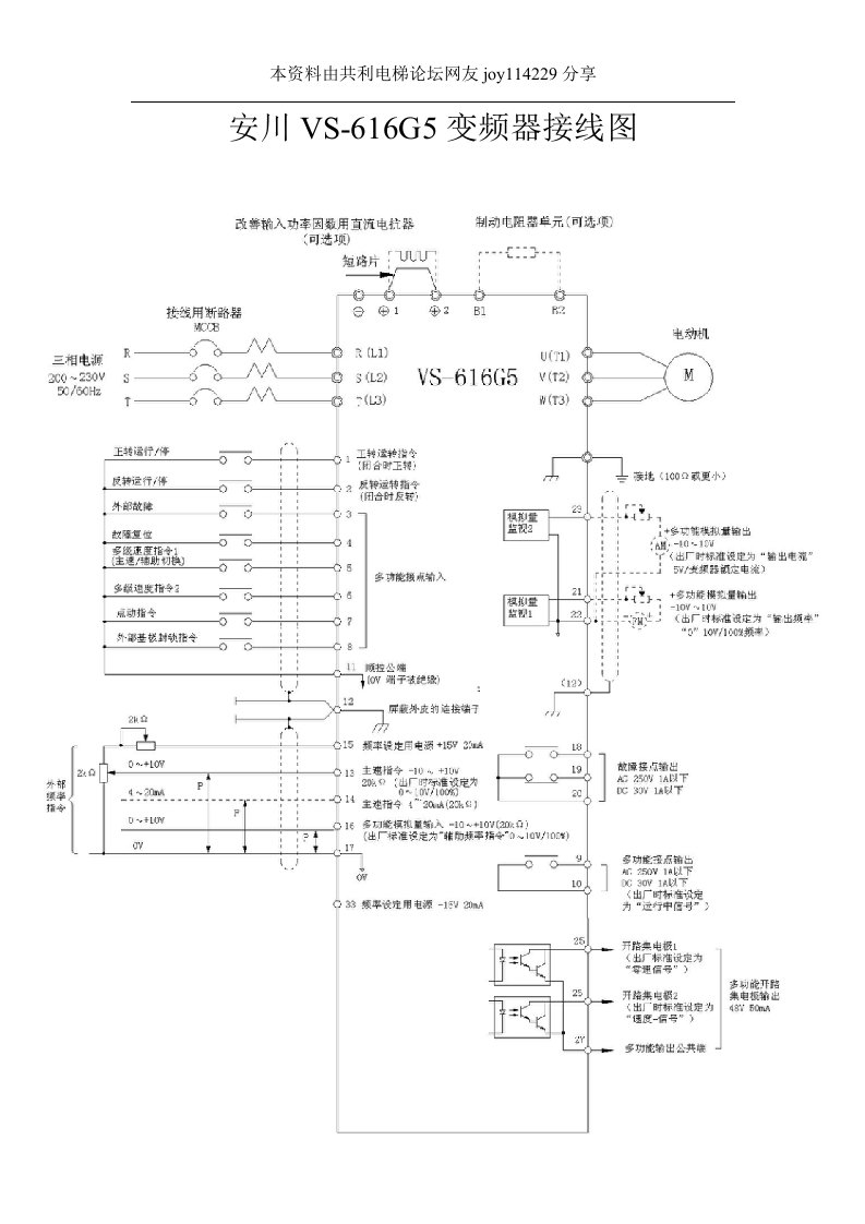 安川VS-616G5变频器接线图