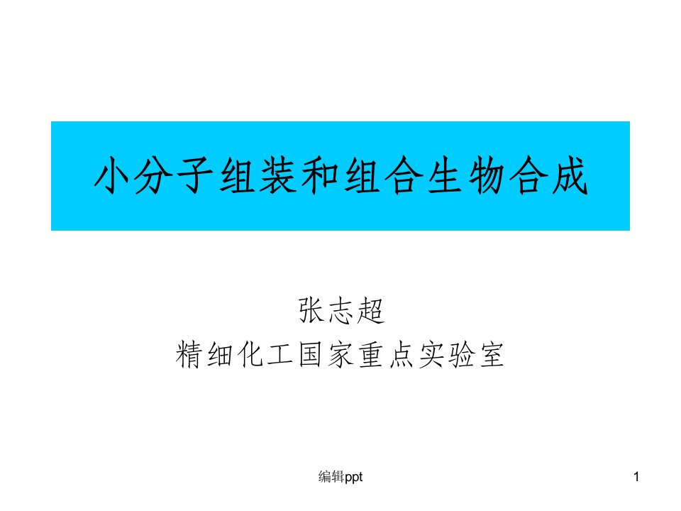 小分子组装和组合生物合成课件