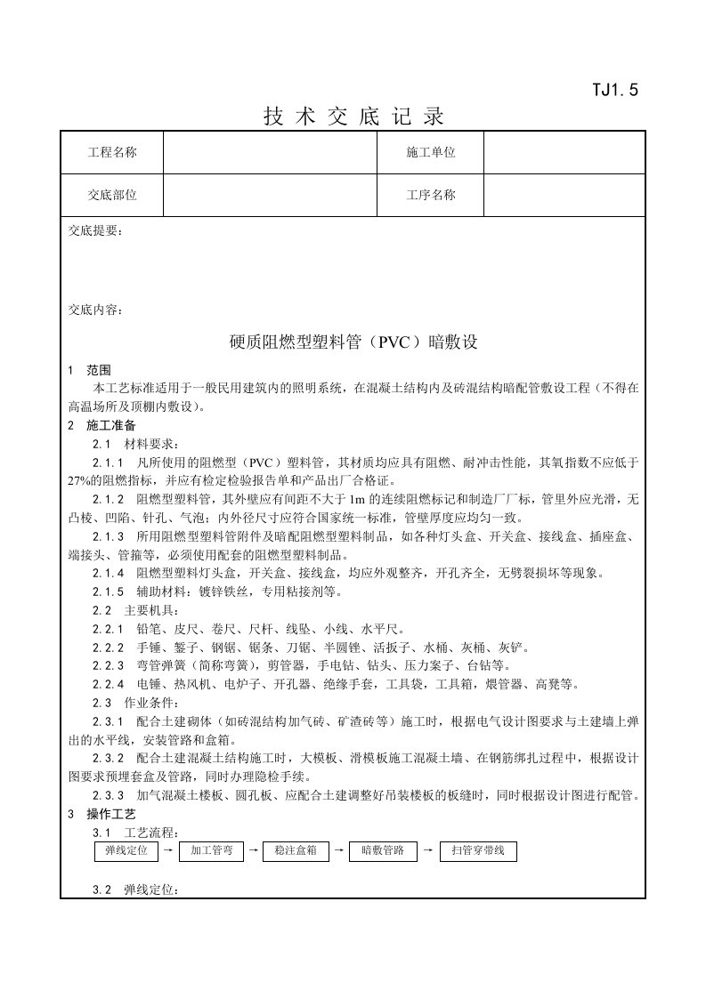 精选002_硬质阻燃型塑料管PVC暗敷设工艺