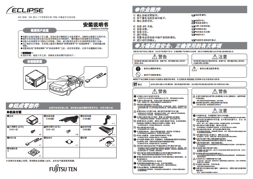 为确保您安全、正确使用的有关事项作业程序组成零部件组成零部件