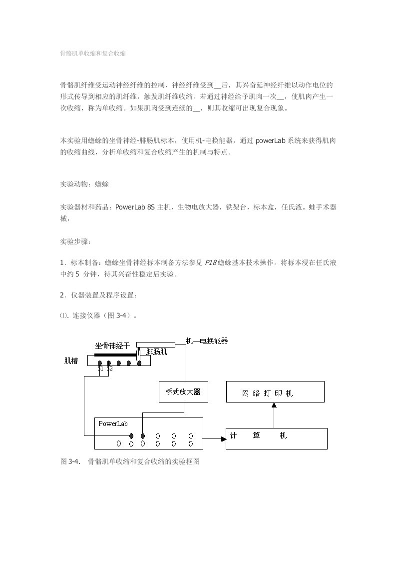 骨骼肌单收缩和复合收缩-生理学实验