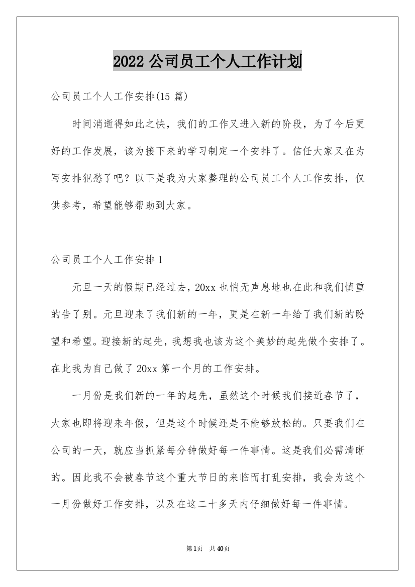 2022公司员工个人工作计划_8