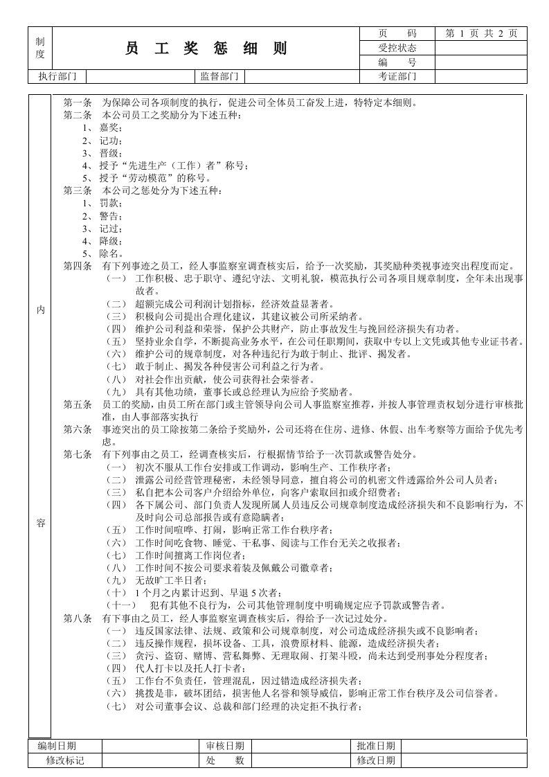 《某电器连锁店员工奖惩细则》(doc)-超市连锁