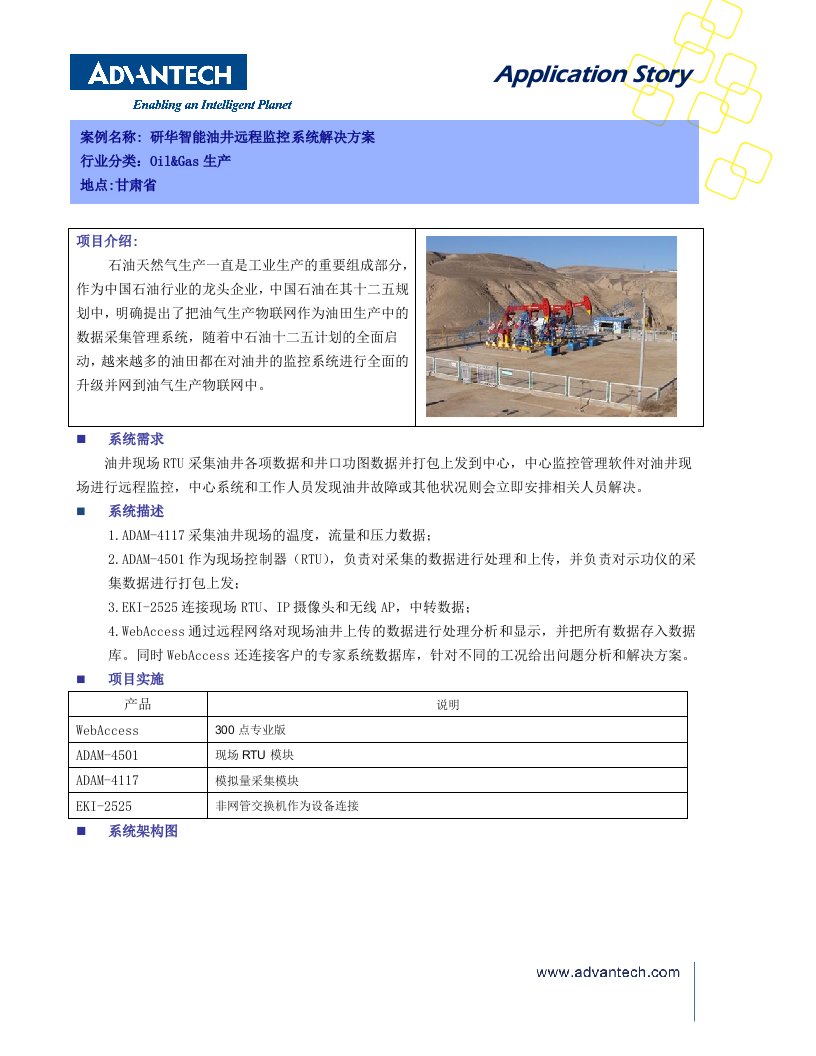 研华智能油井远程监控系统解决方案