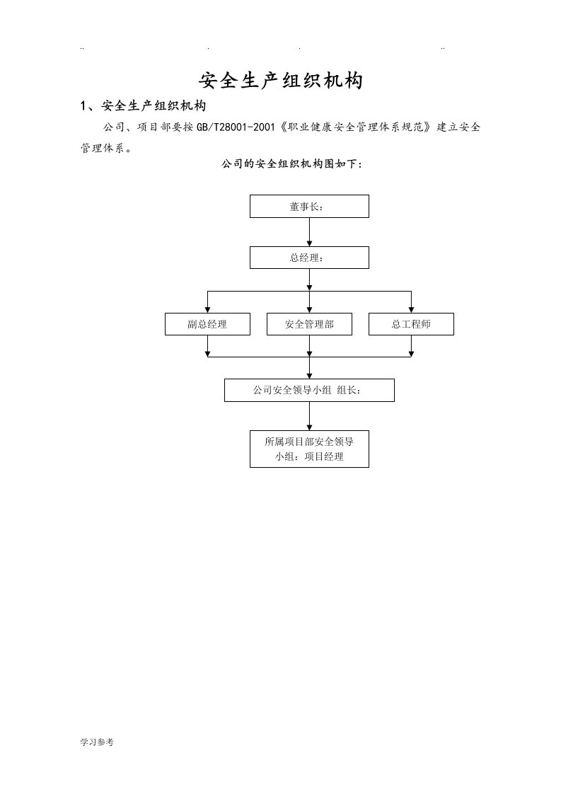 安全生产组织机构