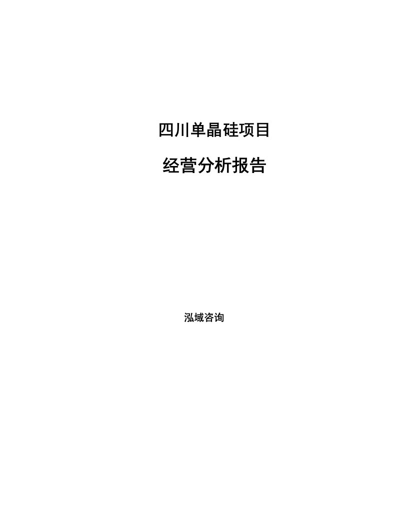 四川单晶硅项目经营分析报告