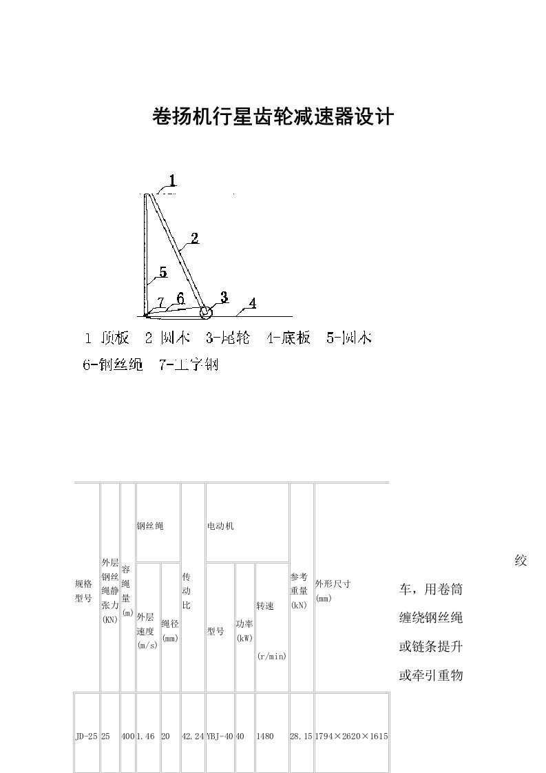 卷扬机行星齿轮减速器的设计