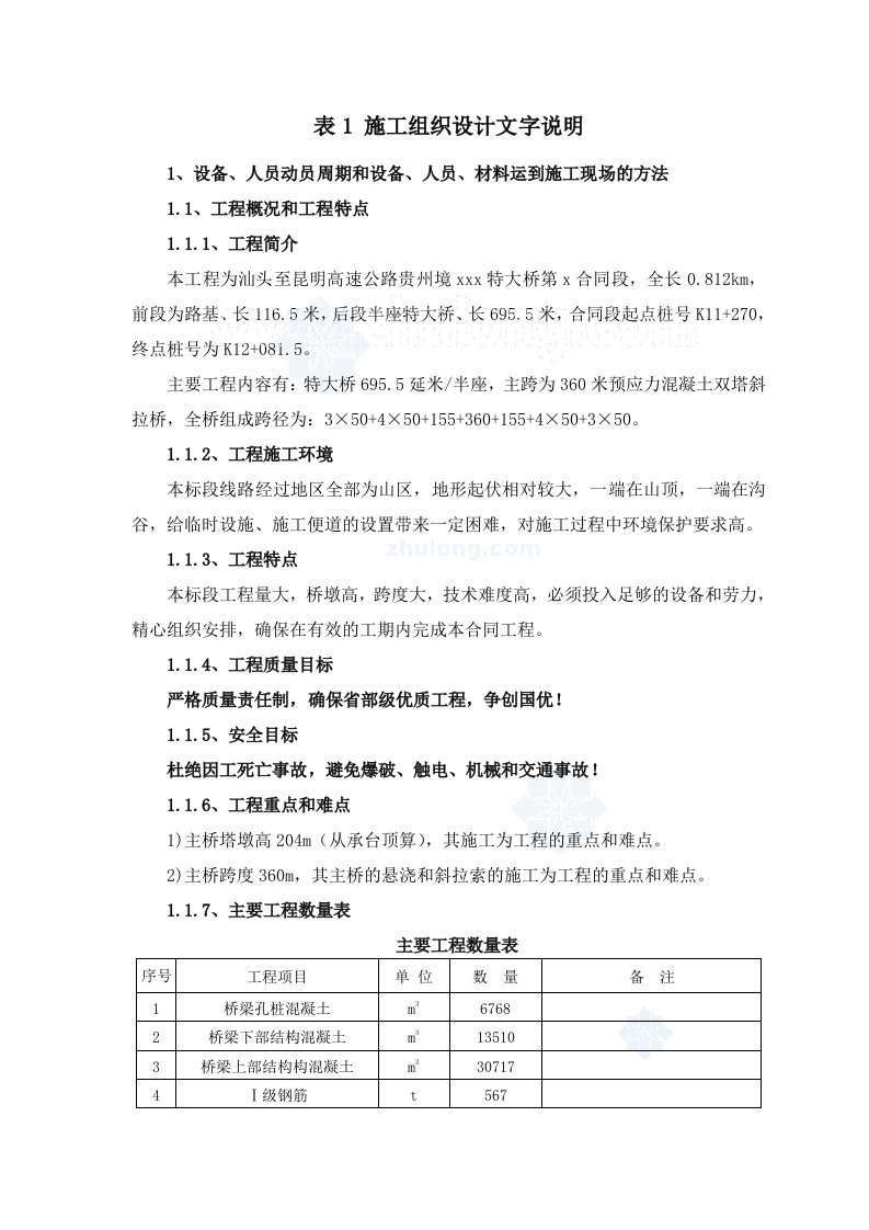 汕头至昆明高速公路某特大桥(投标)施工组织设计