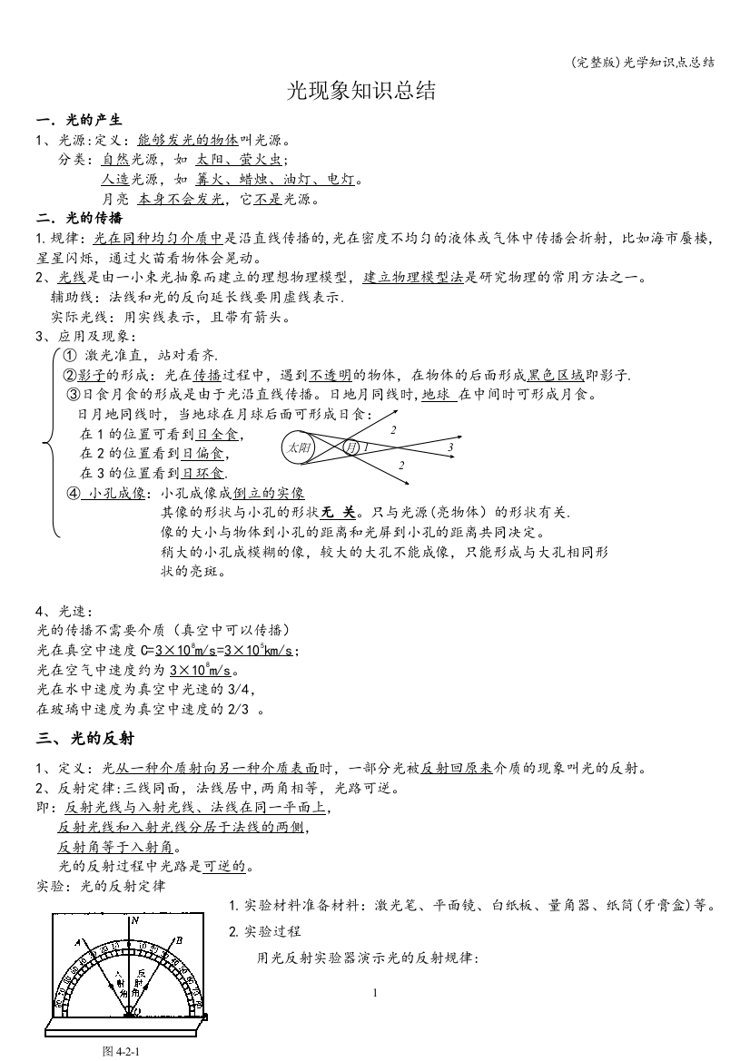 (完整版)光学知识点总结