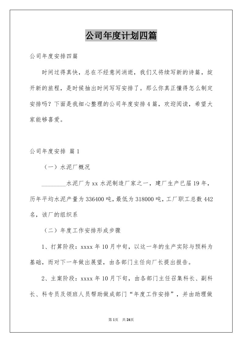 公司年度计划四篇精选