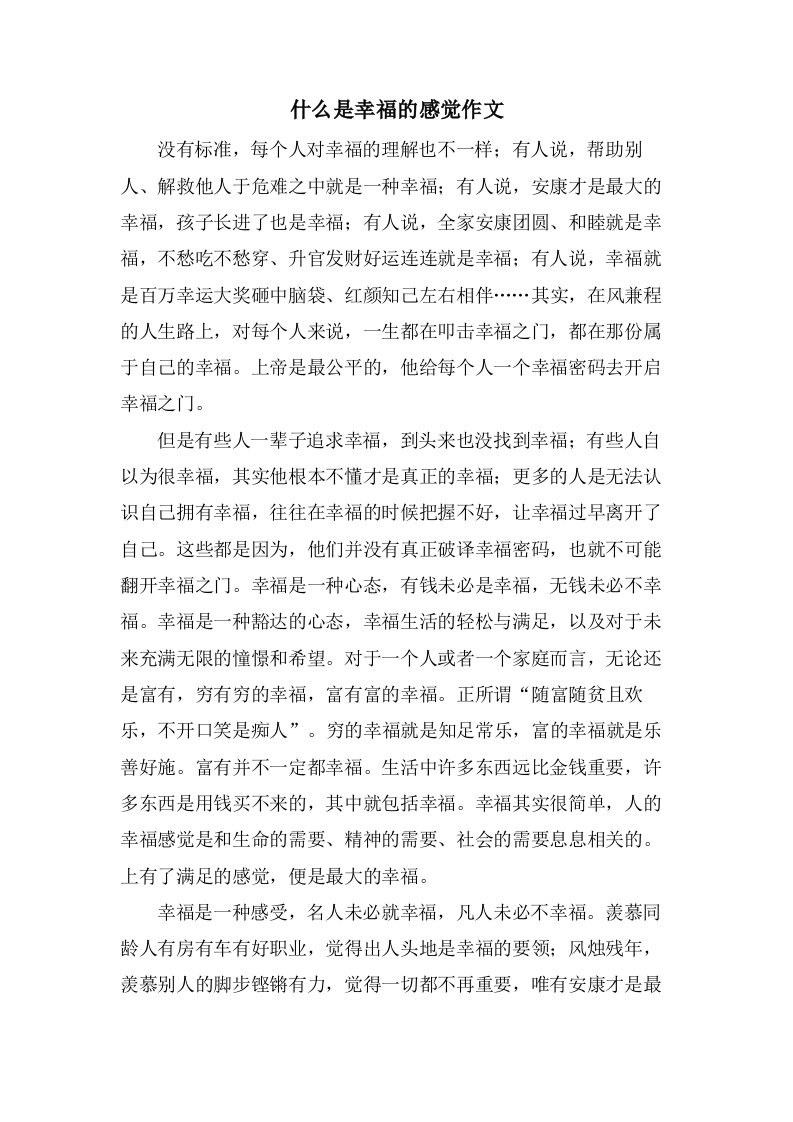 什么是幸福的感觉作文