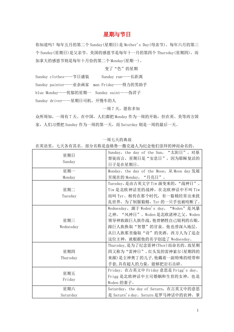 2021秋五年级英语上册Unit2Myweek拓展资料人教PEP