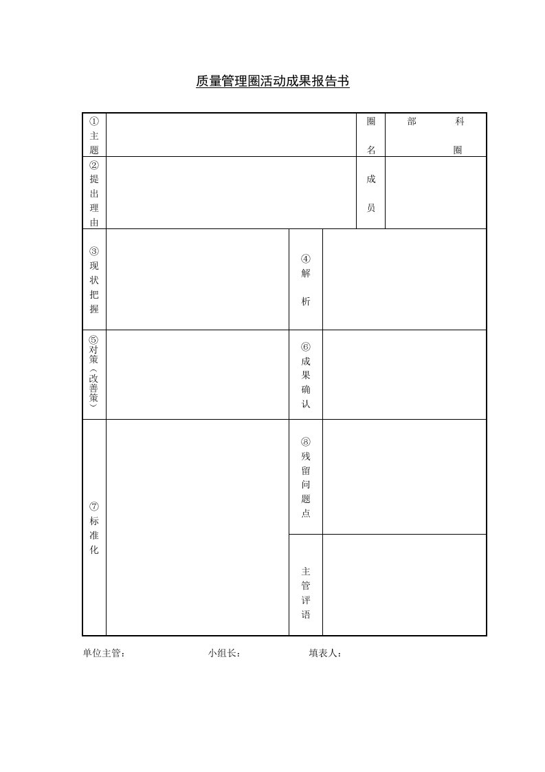 质量管理圈活动成果报告书