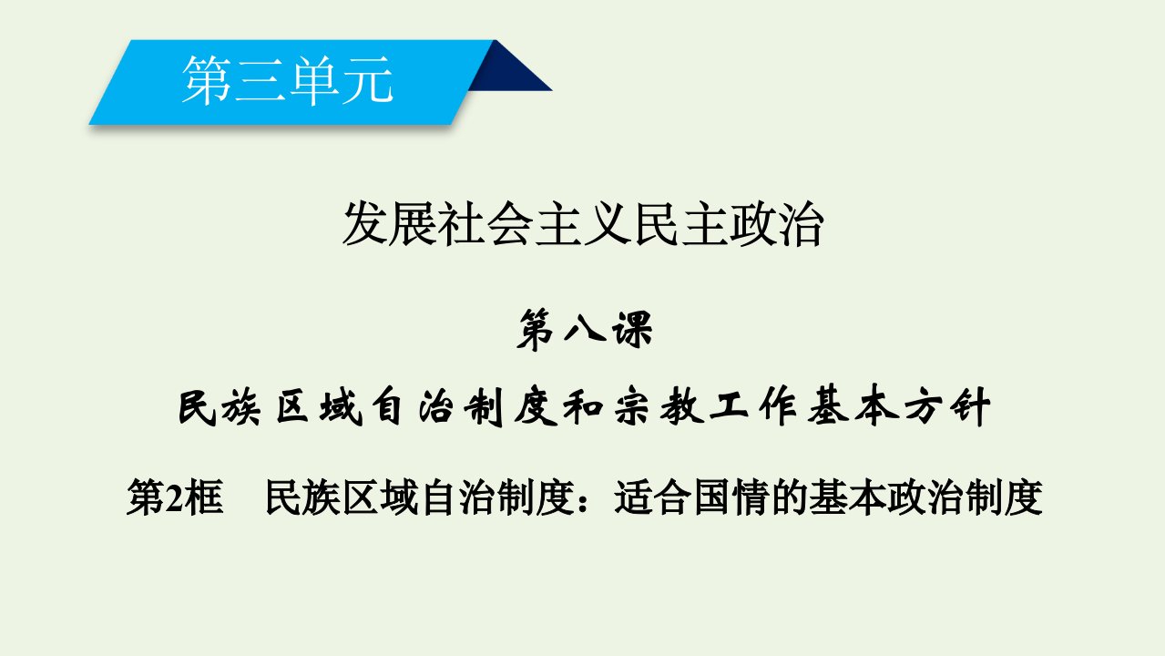 高中政治第三单元发展社会主义民主政治第八课第2框民族区域自治制度：适合国情的基本政治制度课件新人教版必修2