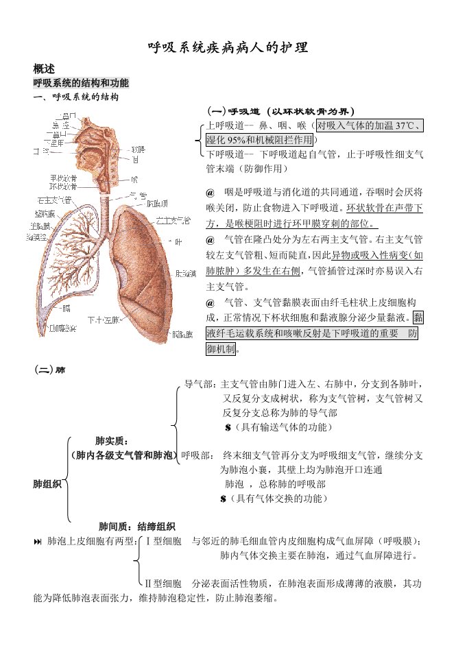 内科护理学笔记(呼吸系统)