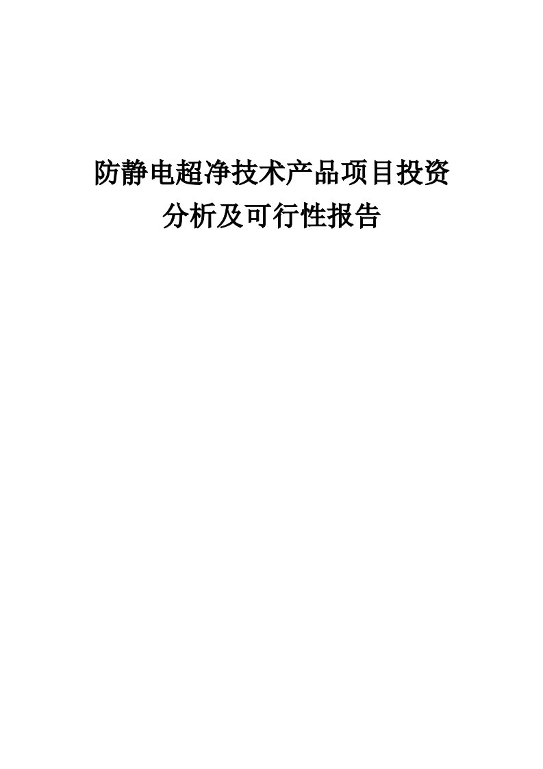 2024年防静电超净技术产品项目投资分析及可行性报告