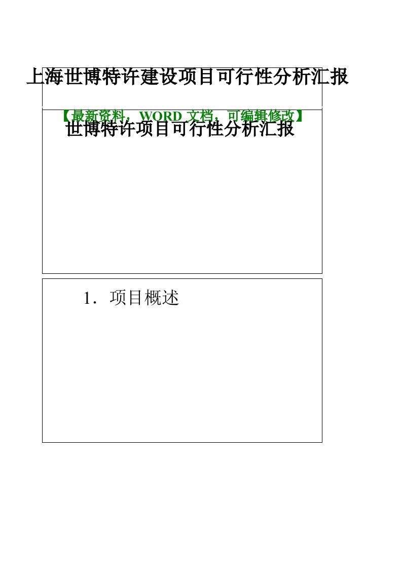 上海世博特许建设项目可行性分析报告22p