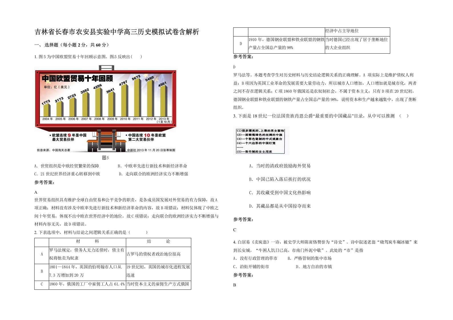 吉林省长春市农安县实验中学高三历史模拟试卷含解析