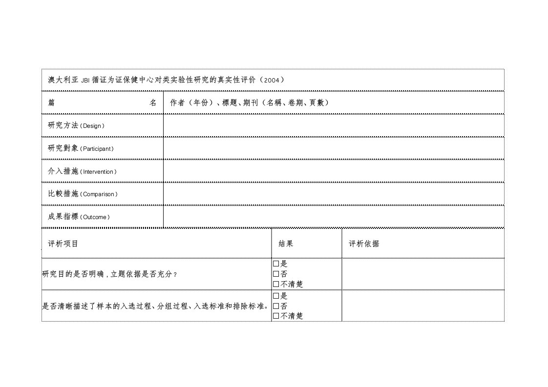 文献质量评价工具