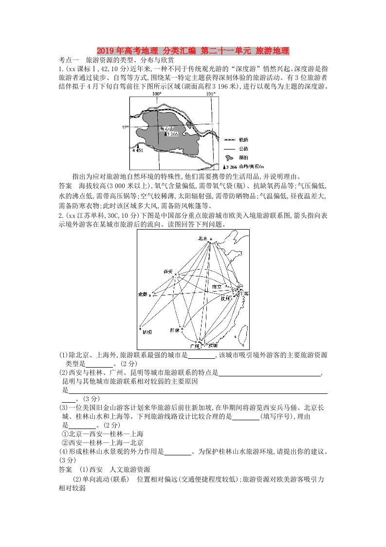 2019年高考地理