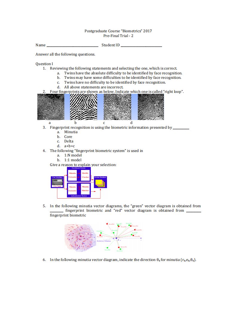 生物识别英文版教学课件：Pre-Final