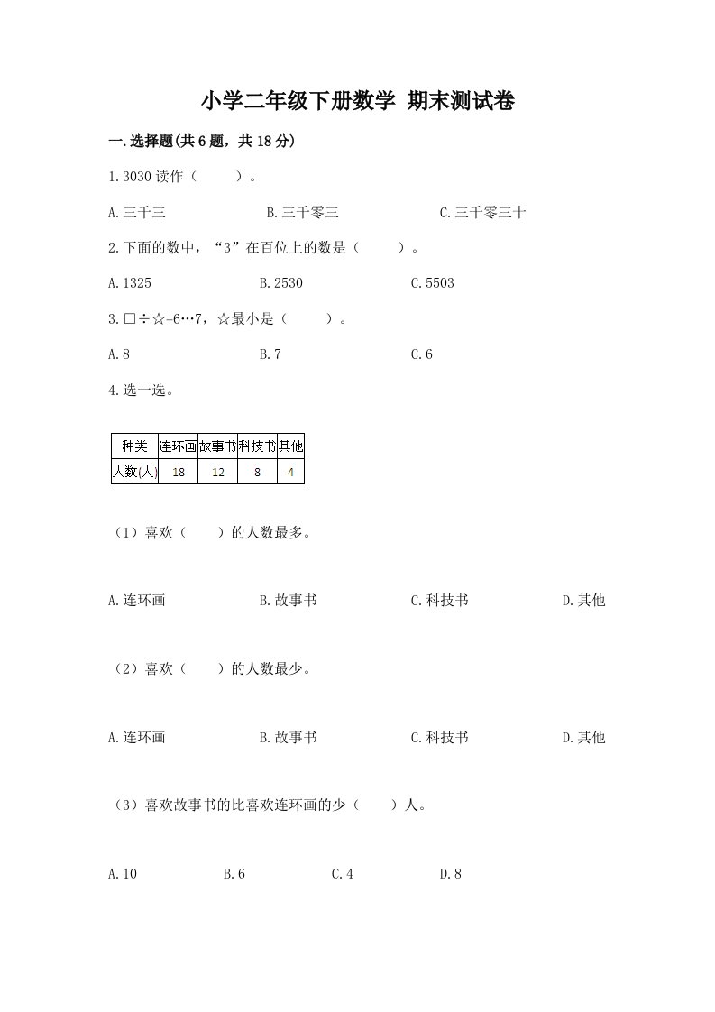 小学二年级下册数学