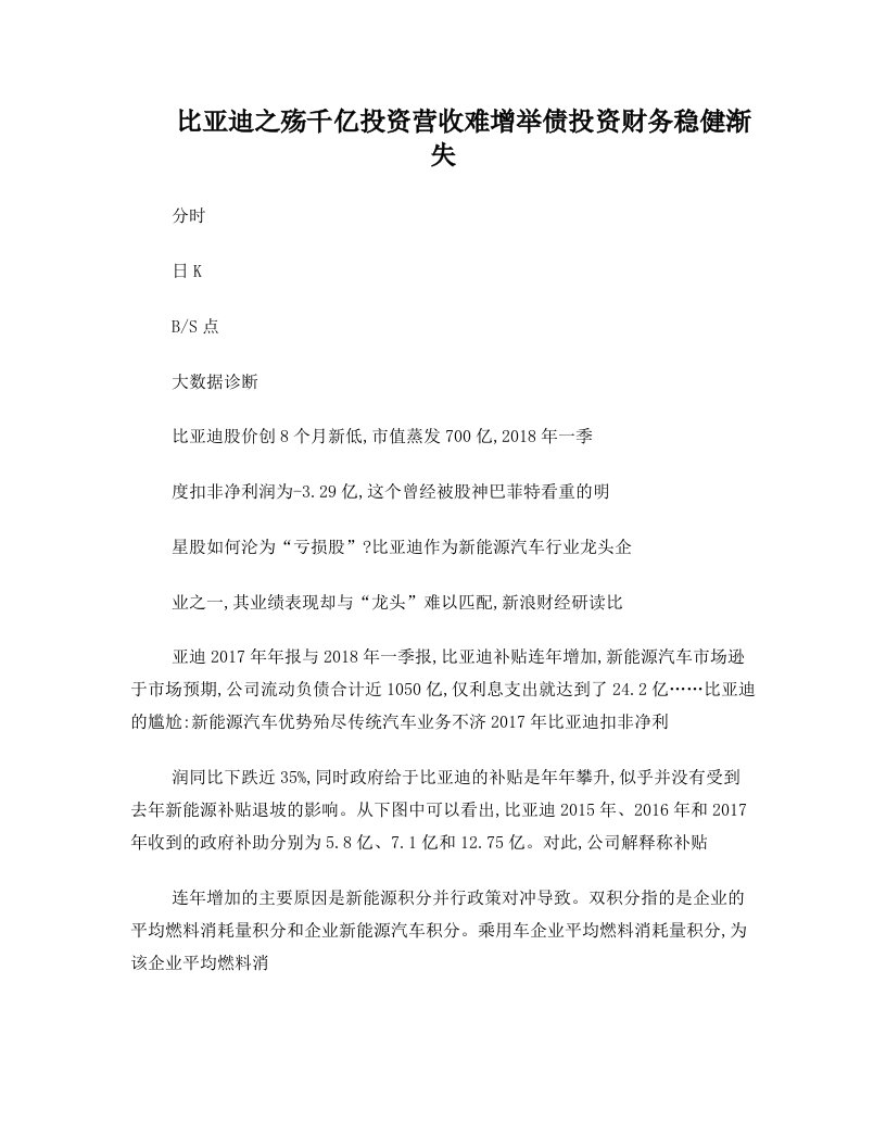 比亚迪之殇千亿投资营收难增+举债投资财务稳健渐失