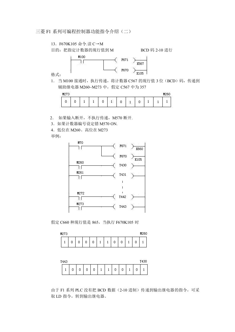 三菱F1系列可编程控制器功能指令介绍(二)