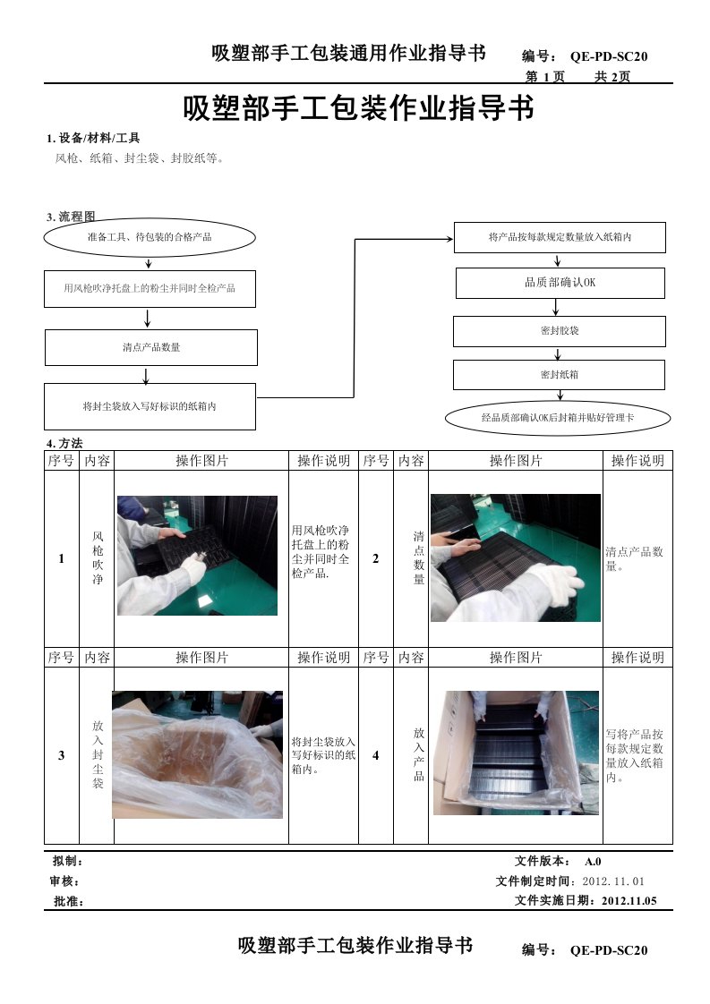 吸塑手工作业指导书