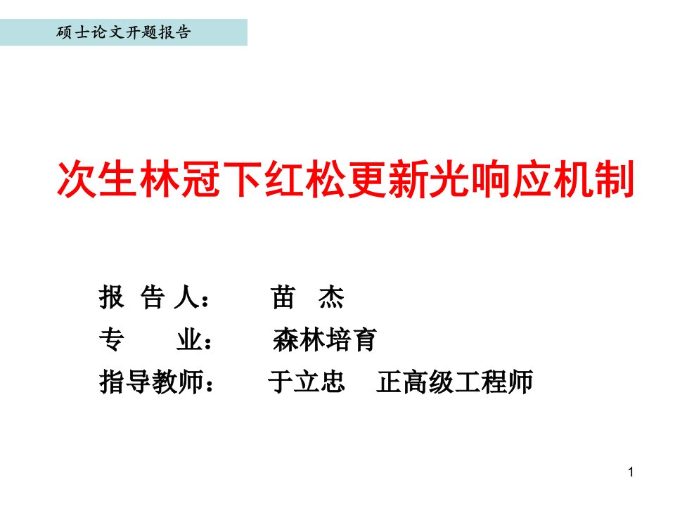 开题报告---次生林冠下红松更新光响应机制