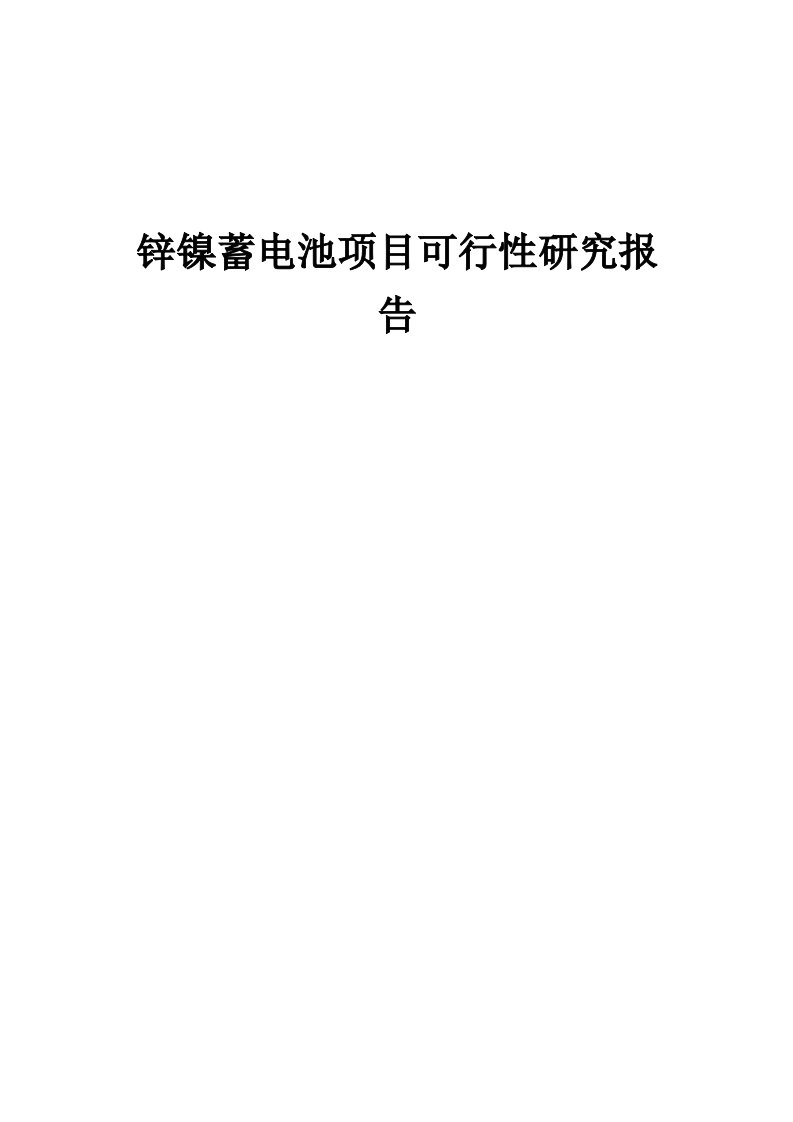 锌镍蓄电池项目可行性研究报告