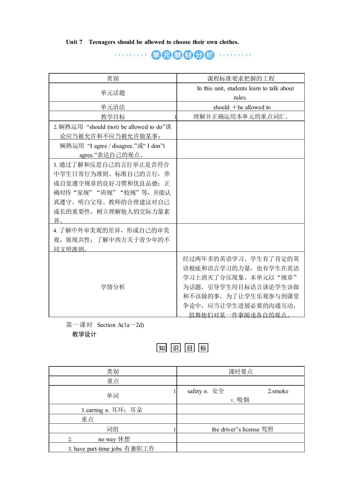 人教版九年级英语Unit7教案