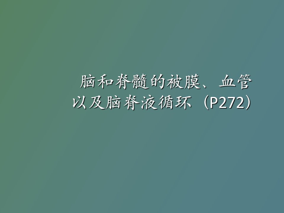 脑和脊髓的被膜、血管以及脑脊液循环