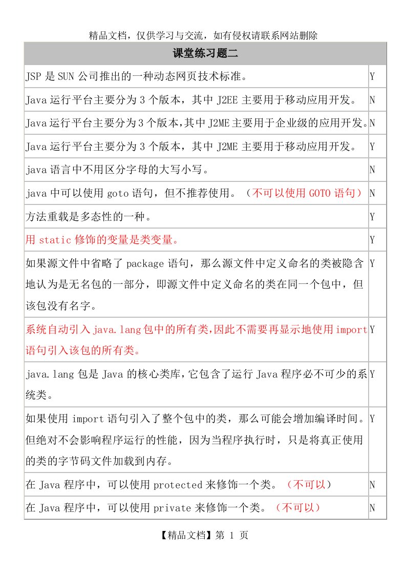 java判断题(整本书的)