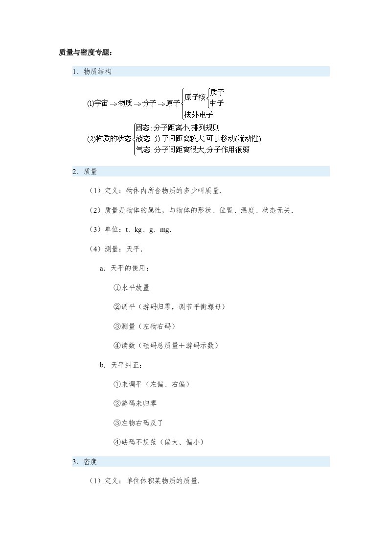 初中物理质量和密度